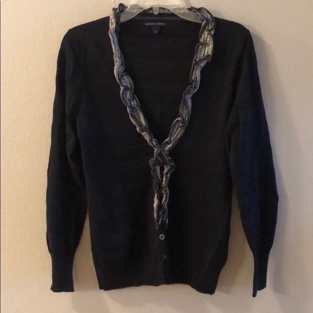Navy banana republic cardigan - ruffle accent. M
